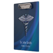 Chrome 3D Dark Holographic Medical Caduceus Klemmbrett (Links)