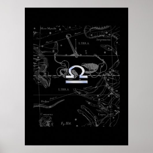 Chrome-ähnliches Libra-Sternzeichen auf Hevelius Poster (Vorne)