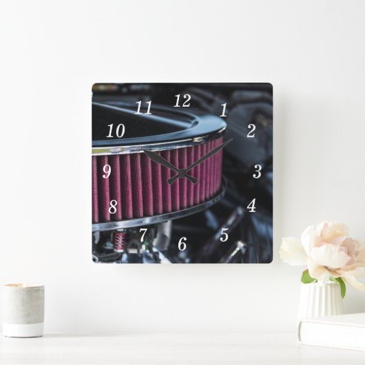 Chrome Air Intake Wall Clock Quadratische Wanduhr (Zuhause)
