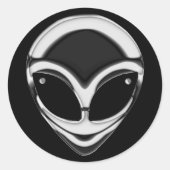 CHROME ALIEN HEAD RUNDER AUFKLEBER (Vorderseite)