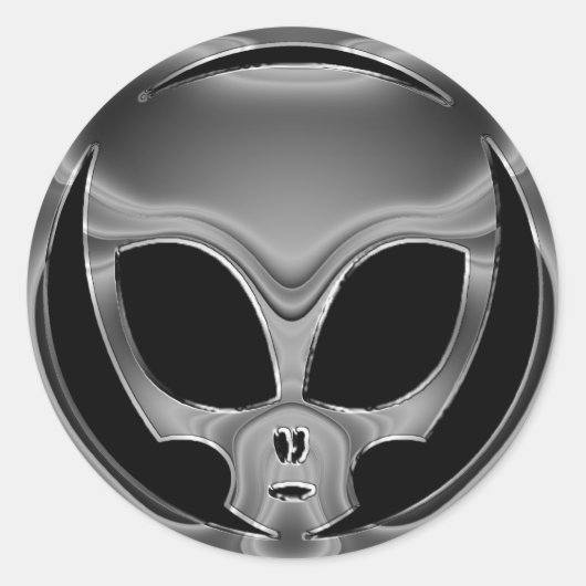 CHROME ALIEN HEAD RUNDER AUFKLEBER (Vorderseite)