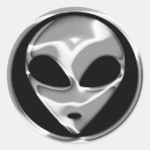 CHROME ALIEN HEAD RUNDER AUFKLEBER (Vorderseite)
