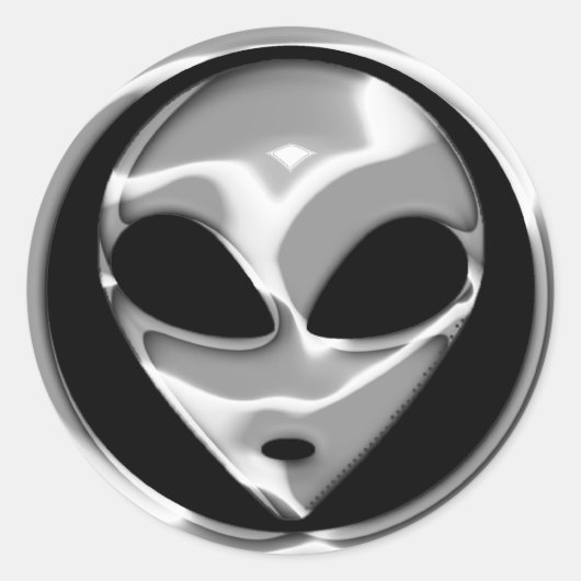 CHROME ALIEN HEAD RUNDER AUFKLEBER (Vorderseite)