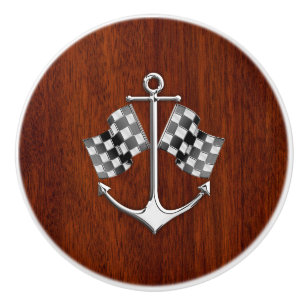 Chrome Anchor auf der nautischen Mahogany Grain Pr Keramikknauf