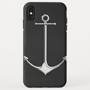 Chrome Anchor auf Kohlenstofffaser Nautical Lifest iPhone XS Max Hülle