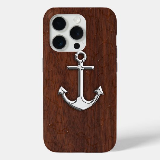 Chrome Anchor auf nassem Mahogany Print Case-Mate iPhone Hülle (Rückseite)