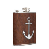 Chrome Anchor auf nassem Mahogany Print Flachmann (Rechts)