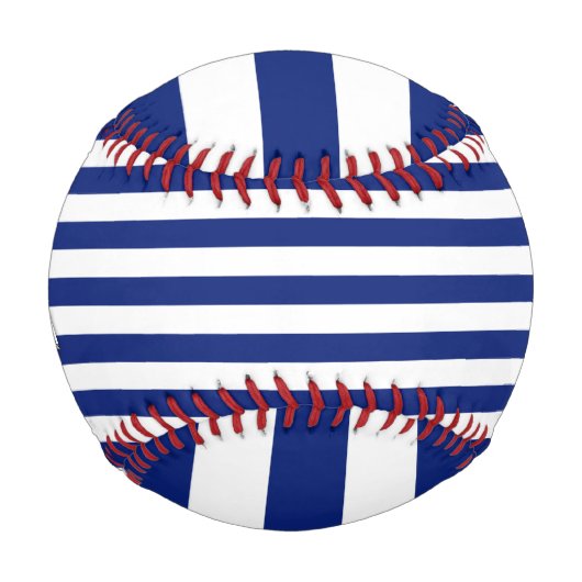 Chrome Anchor auf Nautical Navy Blue Stripes Print Baseball (Vorderseite)