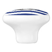 Chrome Anchor auf Nautical Navy Blue Stripes Print Keramikknauf (Seitenansicht)