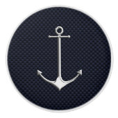 Chrome Anchor auf Nautical Navy Carbon Fibre Print Keramikknauf (Vorderseite)
