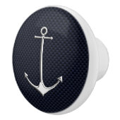 Chrome Anchor auf Nautical Navy Carbon Fibre Print Keramikknauf (Rechts)