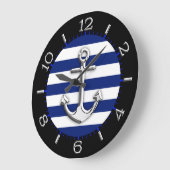 Chrome Anchor auf Navy Blue Stripes Dial Große Wanduhr (Winkel)