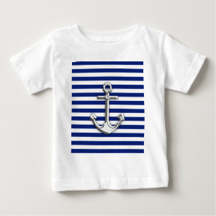 Chrome Anchor auf Navy Stripes Baby T-shirt