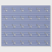 Chrome Anchor auf Navy Stripes Decke Geschenkpapier (Flach)