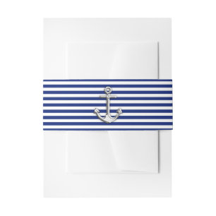 Chrome Anchor auf Navy Stripes Einladungsbanderole
