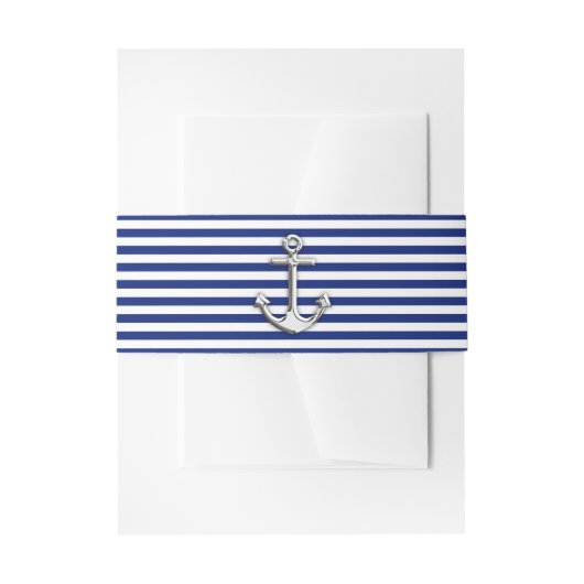 Chrome Anchor auf Navy Stripes Einladungsbanderole (Vorderseite Beispiel)