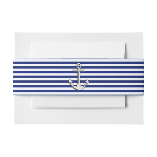 Chrome Anchor auf Navy Stripes Einladungsbanderole (Vorderseite Beispiel)
