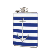 Chrome Anchor auf Navy Stripes Flachmann (Links)