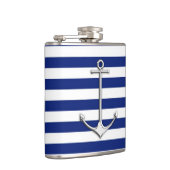 Chrome Anchor auf Navy Stripes Flachmann (Rechts)