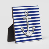 Chrome Anchor auf Navy Stripes Fotoplatte (Vorderseite)