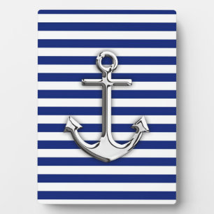 Chrome Anchor auf Navy Stripes Fotoplatte