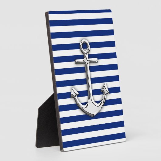 Chrome Anchor auf Navy Stripes Fotoplatte (Seite)