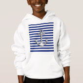 Chrome Anchor auf Navy Stripes Hoodie (Vorderseite)