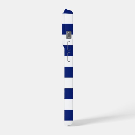 Chrome Anchor auf Navy Stripes iPhone Hülle (Linke Seite)