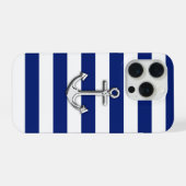 Chrome Anchor auf Navy Stripes iPhone Hülle (Rückseite (Horizontal))