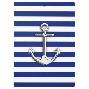 Chrome Anchor auf Navy Stripes Klemmbrett