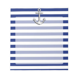 Chrome Anchor auf Navy Stripes Notizblock