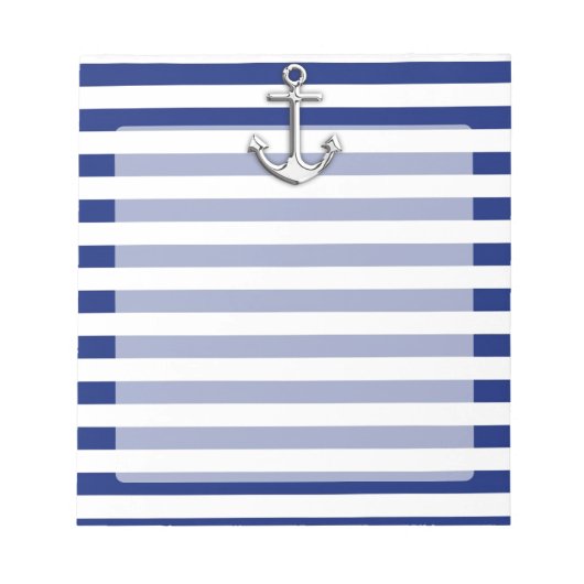 Chrome Anchor auf Navy Stripes Notizblock (Vorderseite)