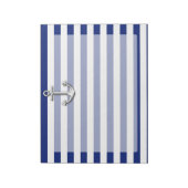 Chrome Anchor auf Navy Stripes Notizblock (Rotiert)