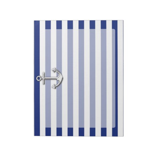 Chrome Anchor auf Navy Stripes Notizblock (Rotiert)