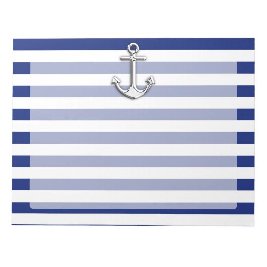 Chrome Anchor auf Navy Stripes Notizblock (Vorderseite)