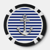 Chrome Anchor auf Navy Stripes Pokerchips (Rückseite)