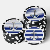 Chrome Anchor auf Navy Stripes Pokerchips (Stapel)
