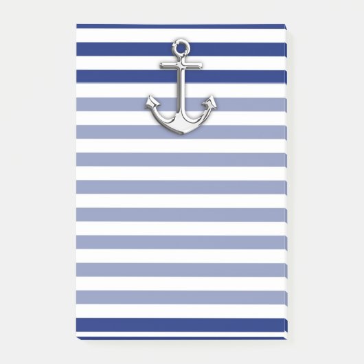 Chrome Anchor auf Navy Stripes Post-it Klebezettel (Vorderseite)