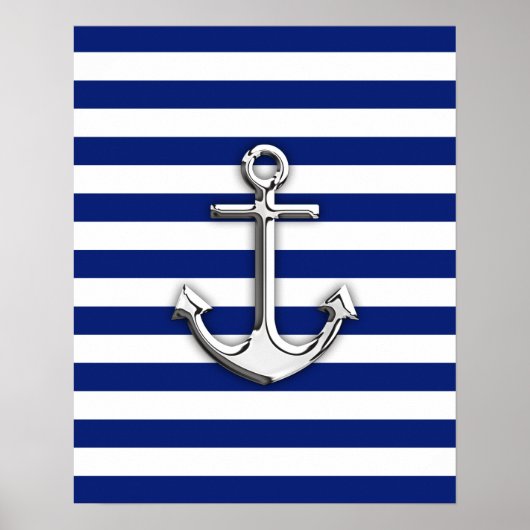 Chrome Anchor auf Navy Stripes Poster (Vorne)