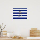 Chrome Anchor auf Navy Stripes Poster (Küche)