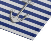 Chrome Anchor auf Navy Stripes Schneidebrett (Ecke)
