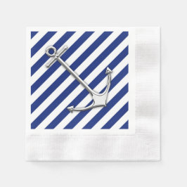 Chrome Anchor auf Navy Stripes Serviette