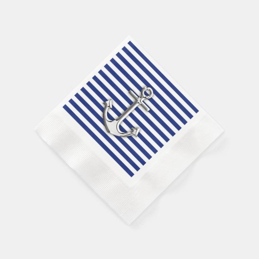 Chrome Anchor auf Navy Stripes Serviette (Ecke)