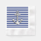 Chrome Anchor auf Navy Stripes Serviette (Vorderseite)