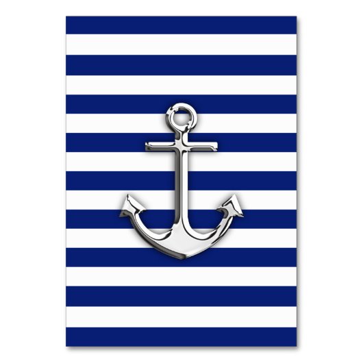 Chrome Anchor auf Navy Stripes Tischnummer (Vorderseite)