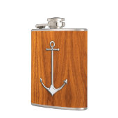 Chrome Anchor auf Teak Print Flachmann (Links)