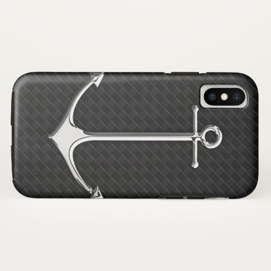 Chrome Anchor Leather Schachbretts Nautische Lifes Case-Mate iPhone Hülle (Rückseite (Horizontal))