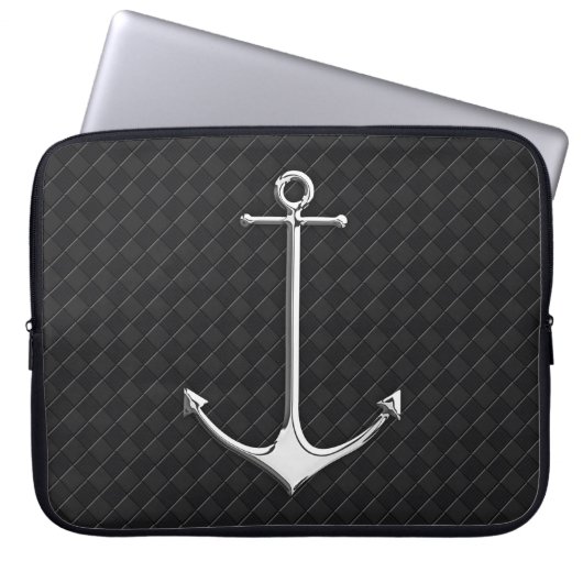 Chrome Anchor Leather Schachbretts Nautische Lifes Laptopschutzhülle (Vorderseite)