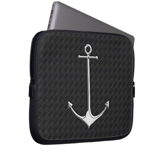Chrome Anchor Leather Schachbretts Nautische Lifes Laptopschutzhülle (Vorne Rechts)