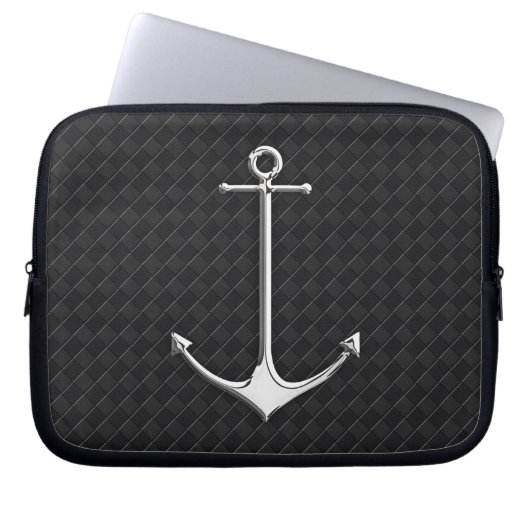 Chrome Anchor Leather Schachbretts Nautische Lifes Laptopschutzhülle (Vorderseite)